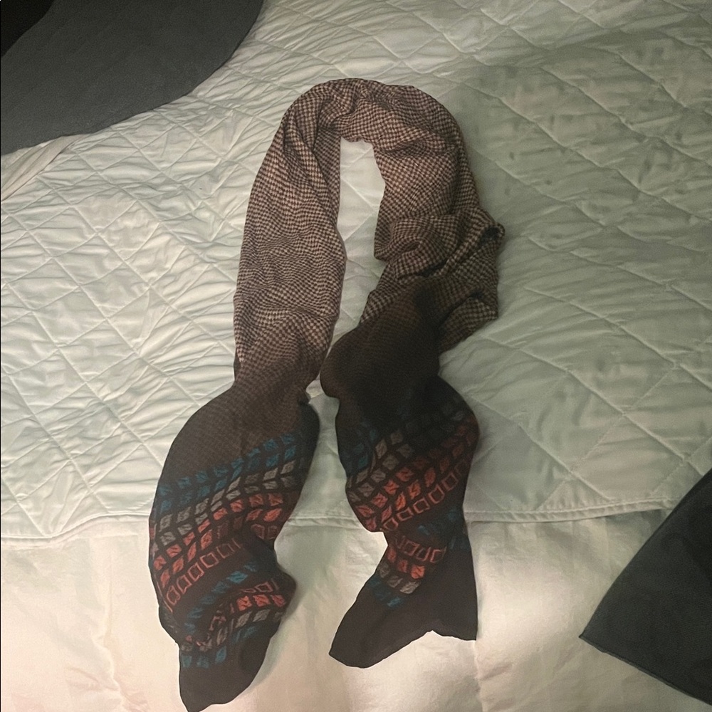 Elegant Brown and Multicolor Geometric Scarf